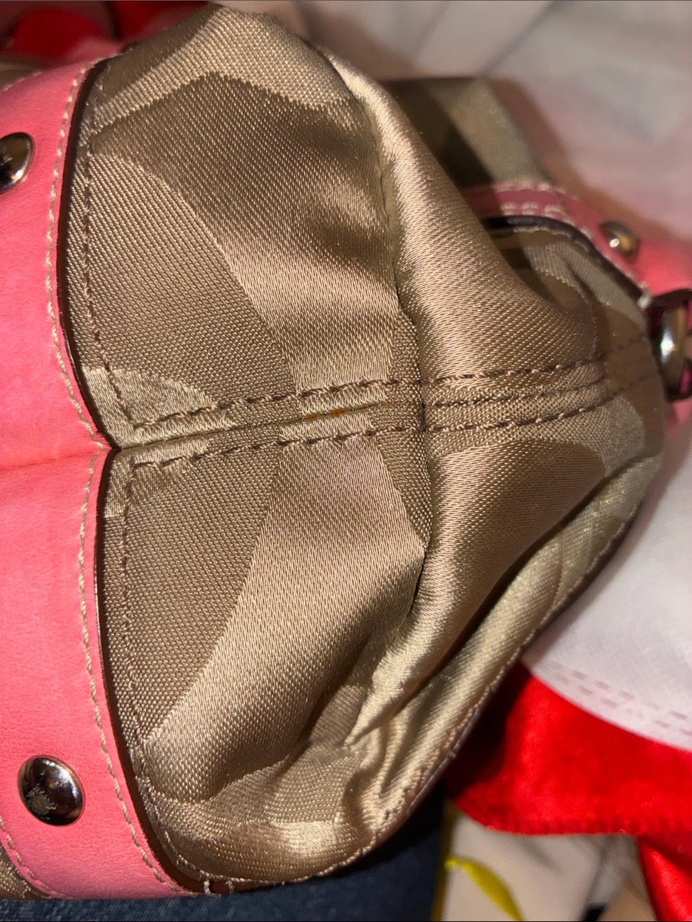 Coach Brown Signature Tote with Pink Trim-Y2K - Picture 2 of 10